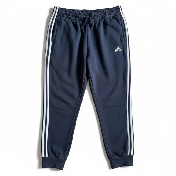 Adidas 3-Stripes Fleece Joggers Black Soft Knit Sweatpants Streetwear Size 1X - Picture 1 of 5